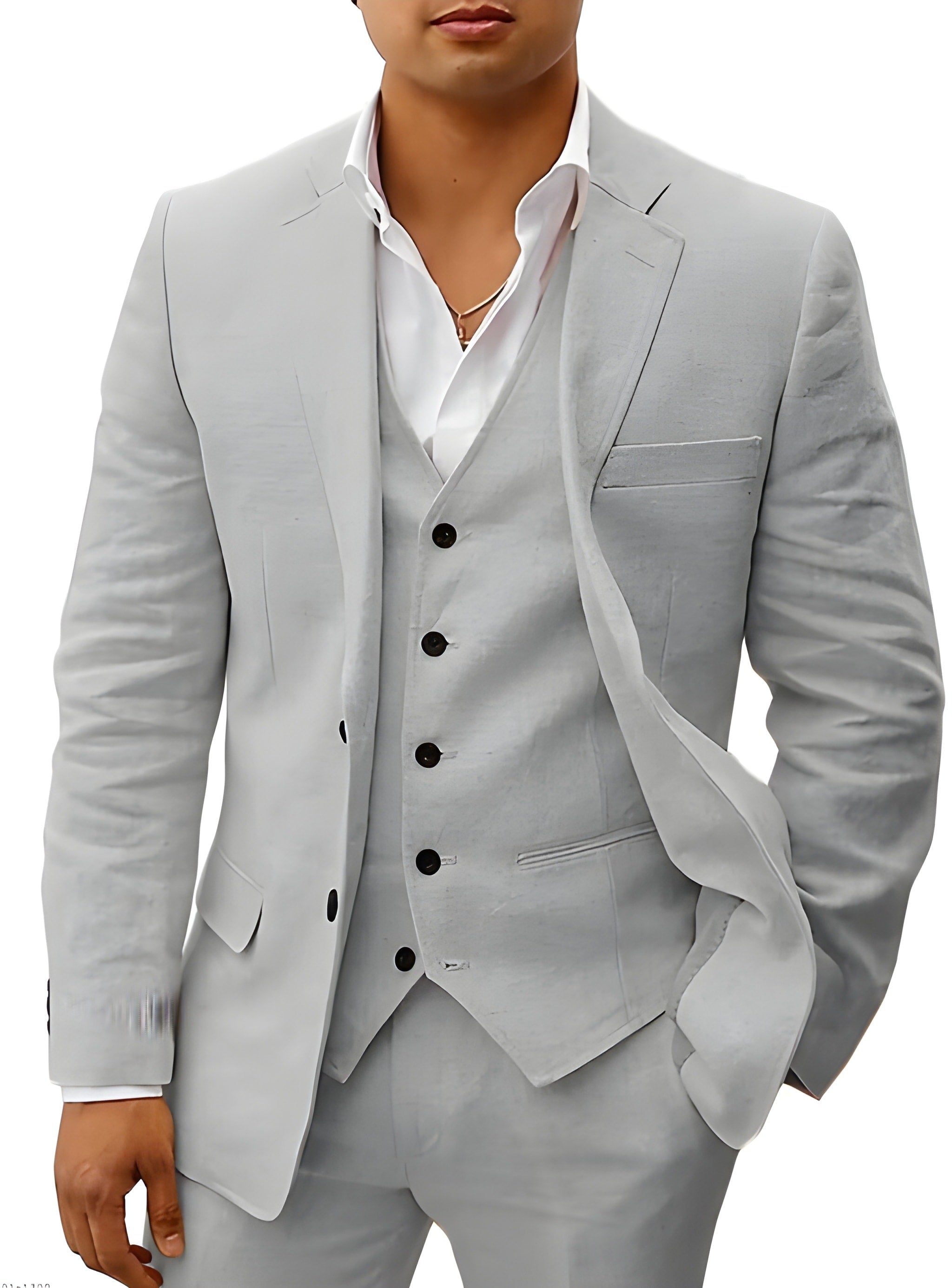 Herren Leinenanzug SummerEase – 3-teiliges atmungsaktives Sommeroutfit mit Weste