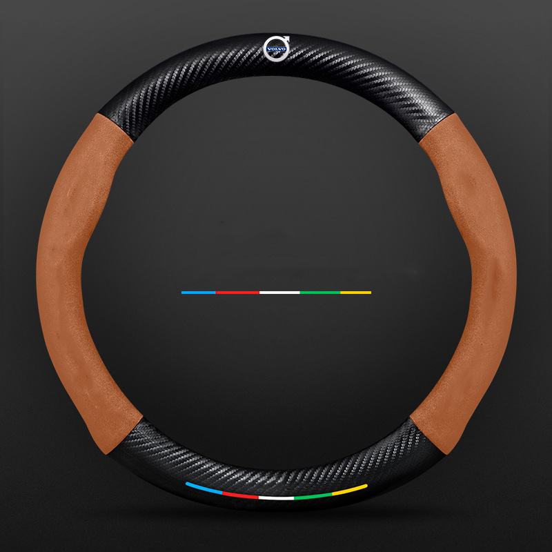 Anti-Rutsch 3D-geprägter Carbon-Leder-Lenkradbezug Universelle Passform