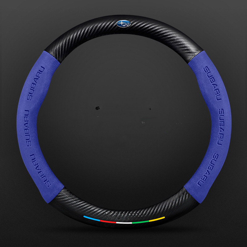 Anti-Rutsch 3D-geprägter Carbon-Leder-Lenkradbezug Universelle Passform