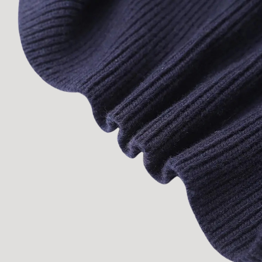 Damen Strickjacke mit Denim-Besatz | Eleganter Kontrast und moderner Stil