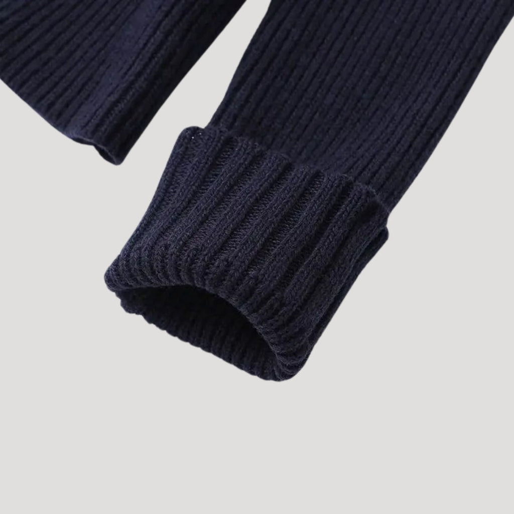 Damen Strickjacke mit Denim-Besatz | Eleganter Kontrast und moderner Stil