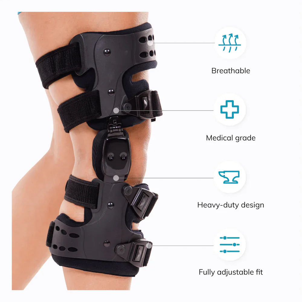 Ripob | Medizinische OA Entlastungs-Knieorthese | Unicompartimentale Osteoarthritis-Orthese | Varus/Valgus-Korrektur & ROM-Kontrolle | Mediale & Laterale Entlastung | Verstellbarer Bewegungsbereich