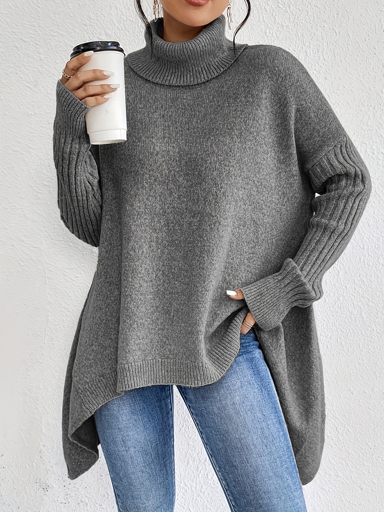 Damen Rollkragenpullover | Oversized Schnitt mit modernem hohen Kragen