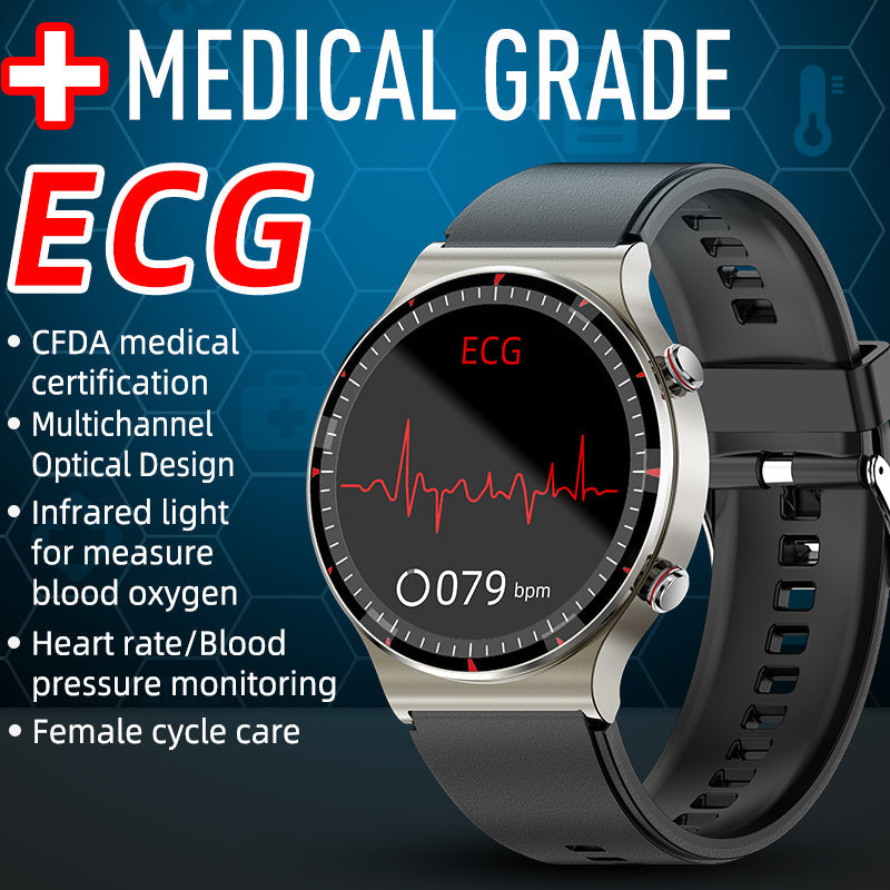 Ripob | Medizinische EKG Smartwatch | CFDA-zertifiziert | 512Hz Hochpräzisions-Biosensor | SpO2- und Herzfrequenzüberwachung | KI-gestützte Atemanalyse | IP67 wasserdicht