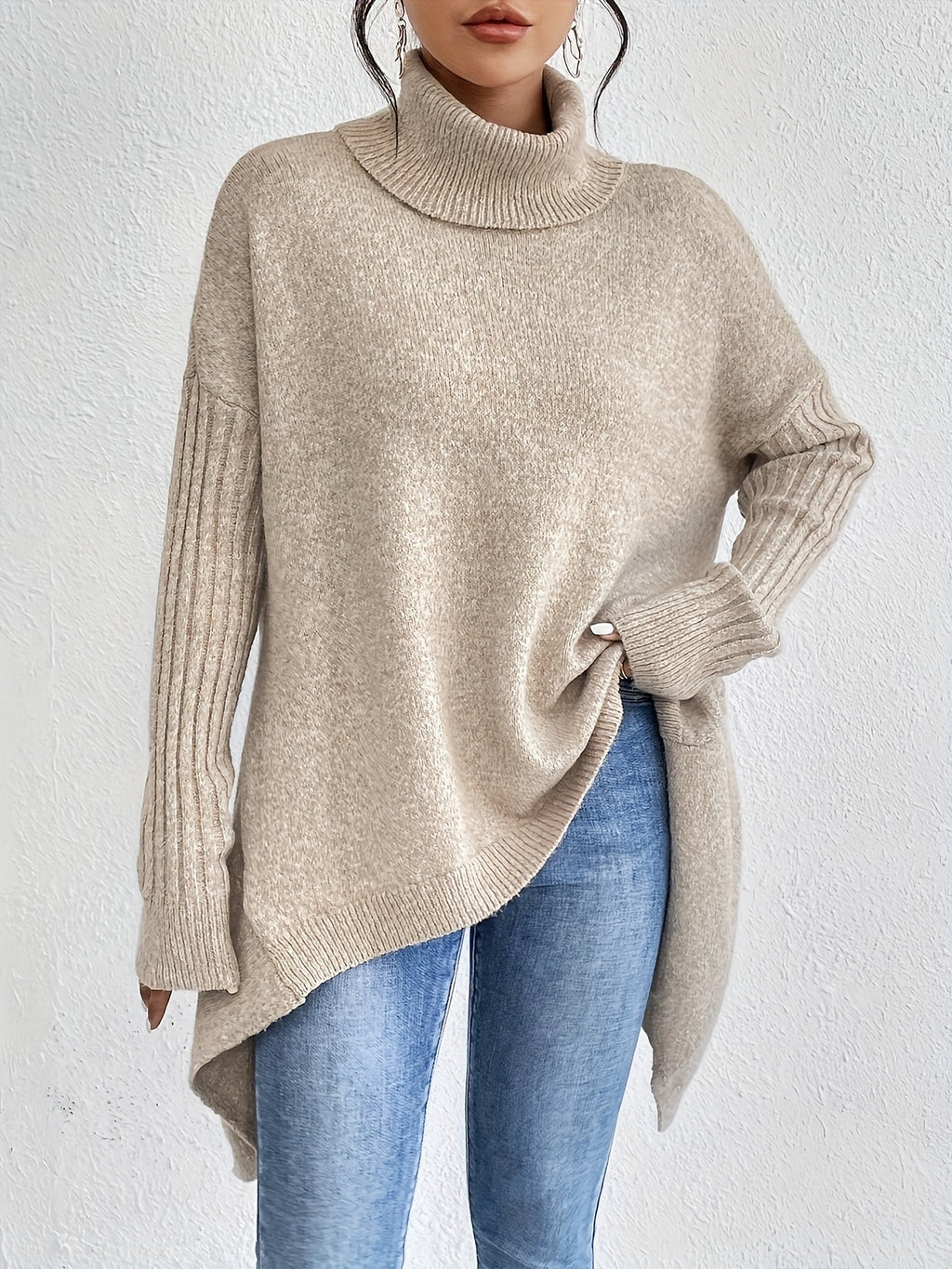 Damen Rollkragenpullover | Oversized Schnitt mit modernem hohen Kragen