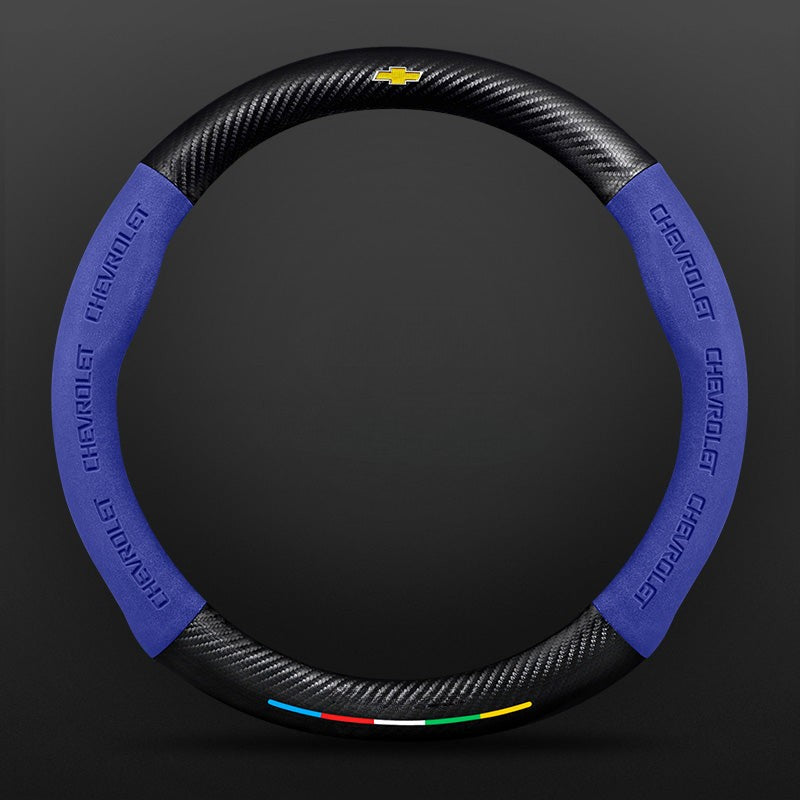 Anti-Rutsch 3D-geprägter Carbon-Leder-Lenkradbezug Universelle Passform