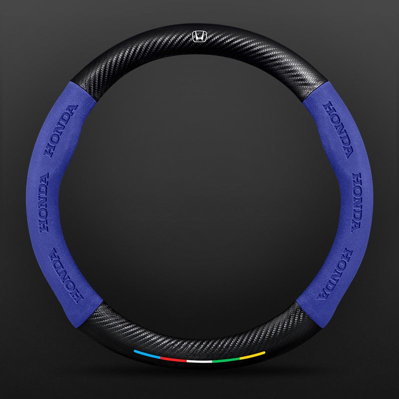 Anti-Rutsch 3D-geprägter Carbon-Leder-Lenkradbezug Universelle Passform