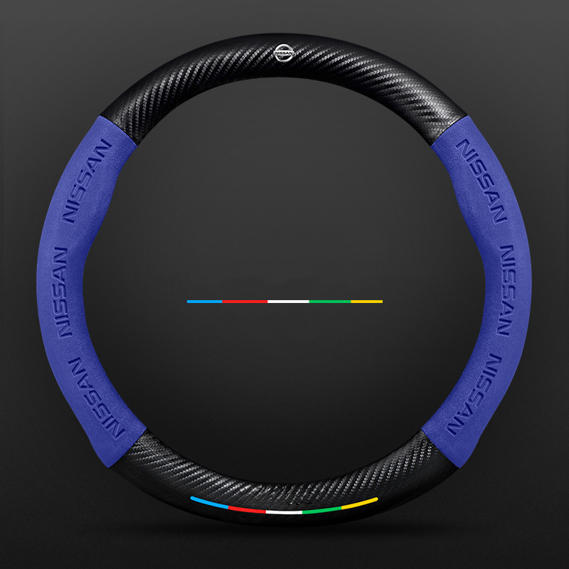 Anti-Rutsch 3D-geprägter Carbon-Leder-Lenkradbezug Universelle Passform