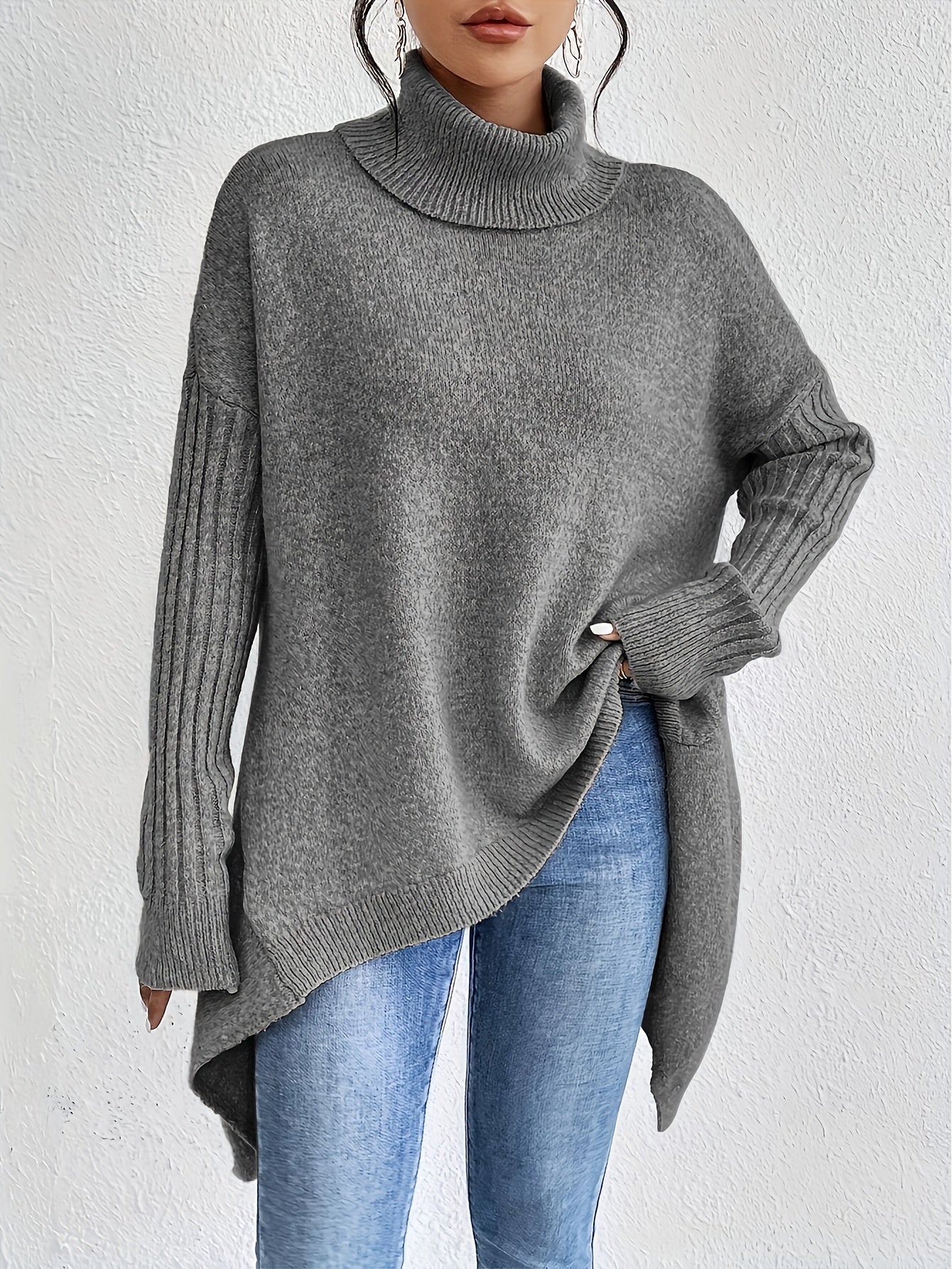 Damen Rollkragenpullover | Oversized Schnitt mit modernem hohen Kragen