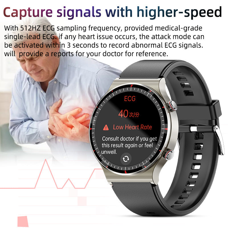 Ripob | Medizinische EKG Smartwatch | CFDA-zertifiziert | 512Hz Hochpräzisions-Biosensor | SpO2- und Herzfrequenzüberwachung | KI-gestützte Atemanalyse | IP67 wasserdicht