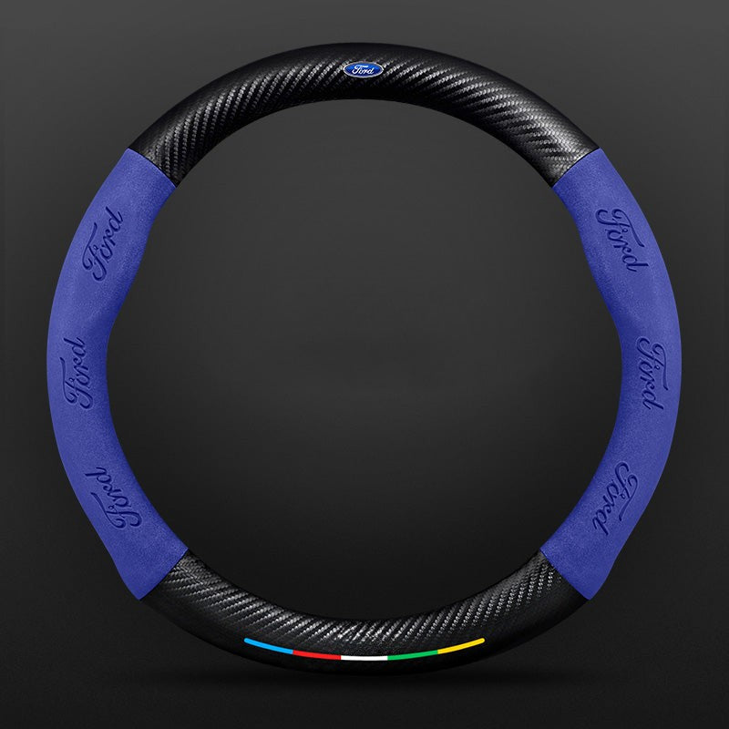 Anti-Rutsch 3D-geprägter Carbon-Leder-Lenkradbezug Universelle Passform