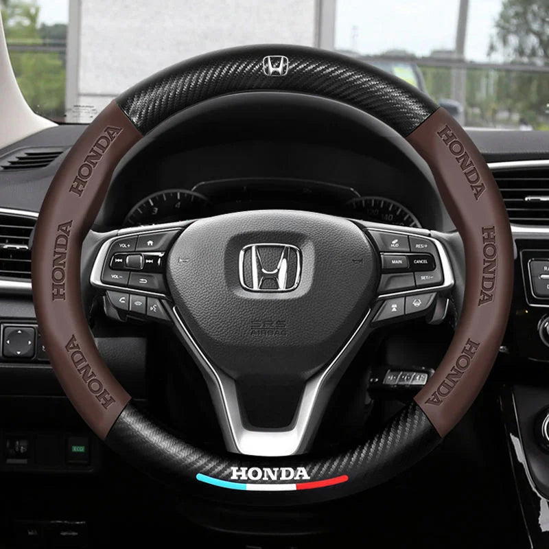 Anti-Rutsch 3D-geprägter Carbon-Leder-Lenkradbezug Universelle Passform