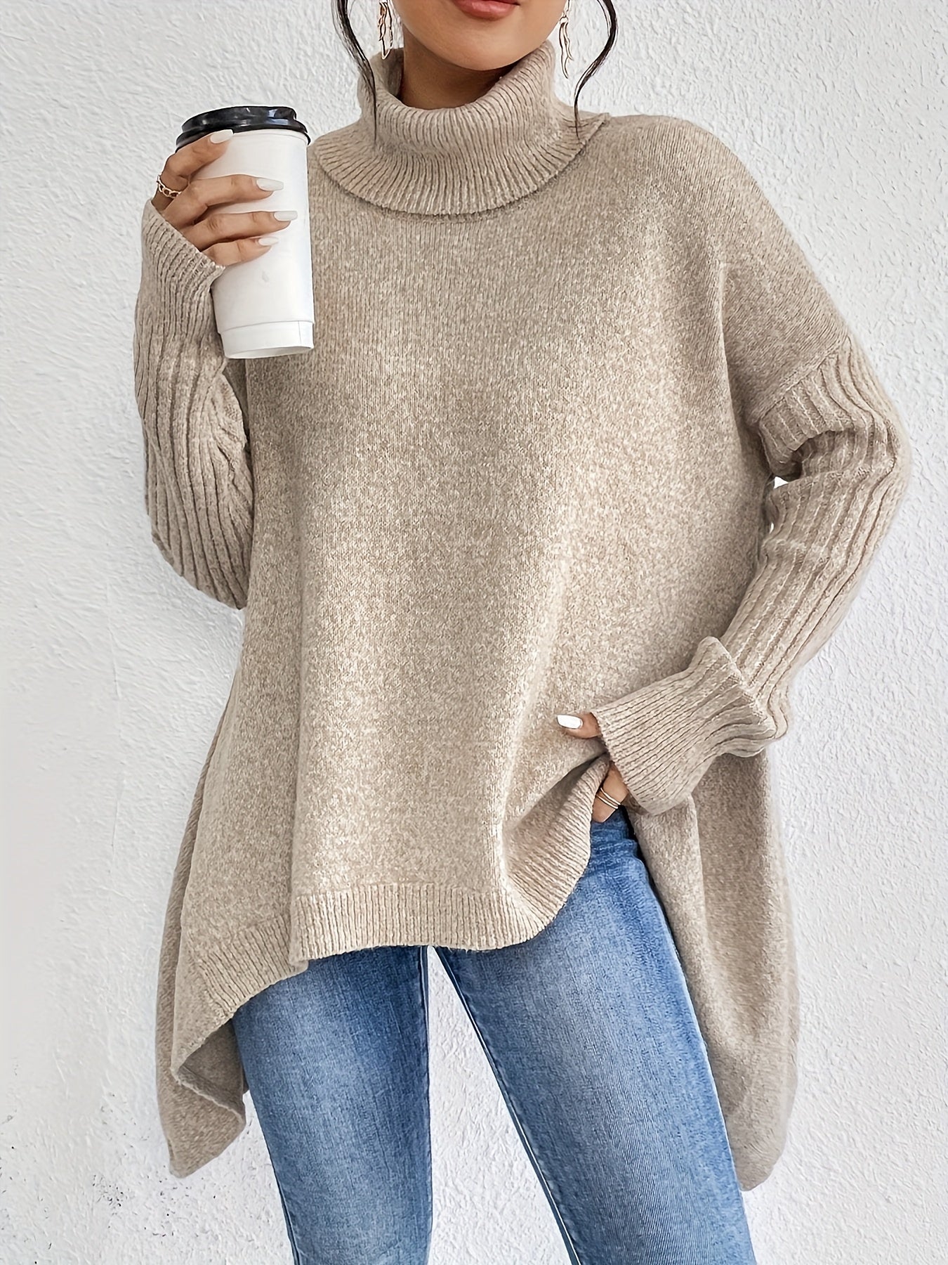 Damen Rollkragenpullover | Oversized Schnitt mit modernem hohen Kragen