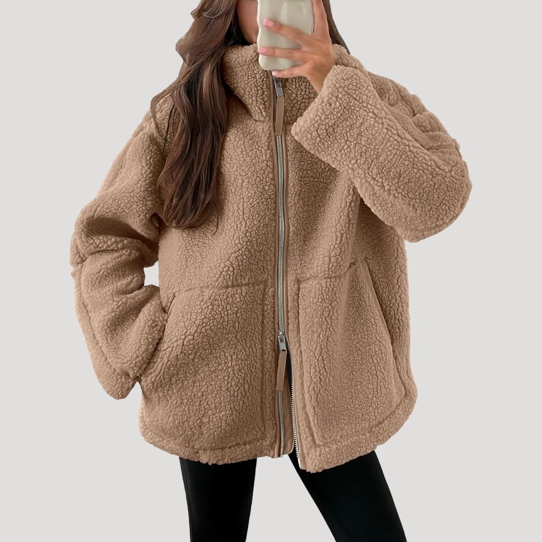 Damen Fleece Teddyjacke | Weich, Flauschig und Warm für Wintertage
