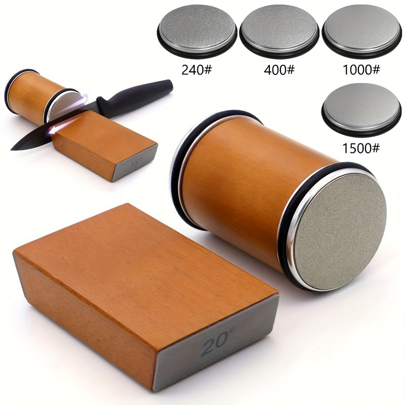 EdgeCraft DuoSharp Sharpening Stone Set | Diamond Stone with Magnetic Holder | 15° & 20° Sharpening Angles | Wood & Metal