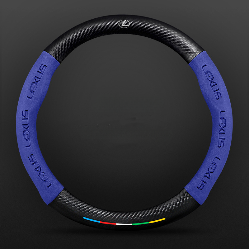 Anti-Rutsch 3D-geprägter Carbon-Leder-Lenkradbezug Universelle Passform