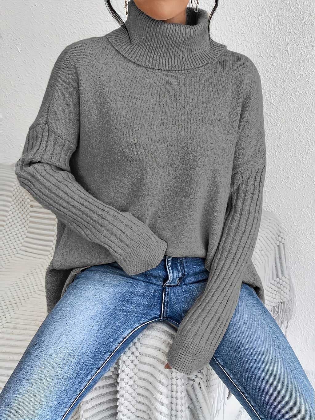 Damen Rollkragenpullover | Oversized Schnitt mit modernem hohen Kragen