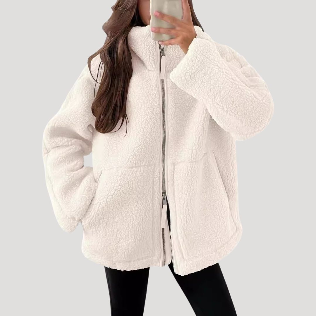 Damen Fleece Teddyjacke | Weich, Flauschig und Warm für Wintertage