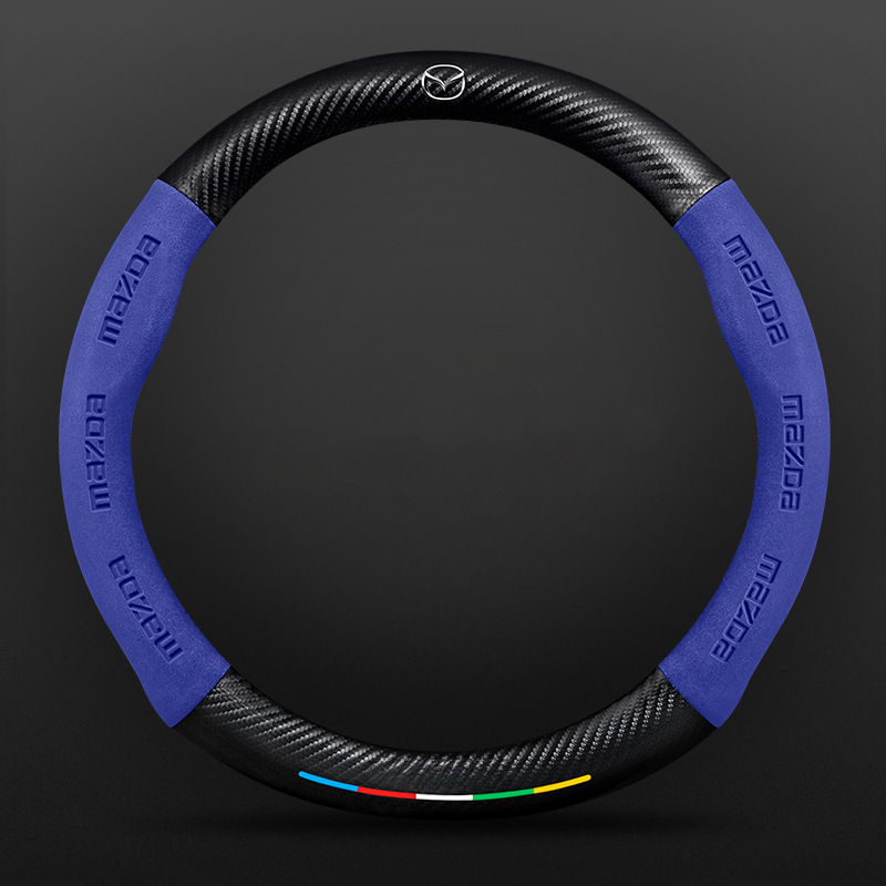 Anti-Rutsch 3D-geprägter Carbon-Leder-Lenkradbezug Universelle Passform