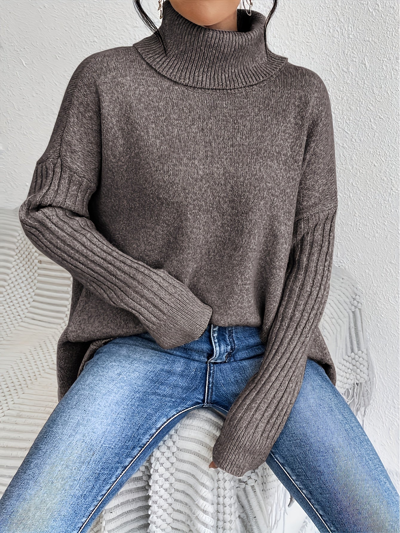 Damen Rollkragenpullover | Oversized Schnitt mit modernem hohen Kragen