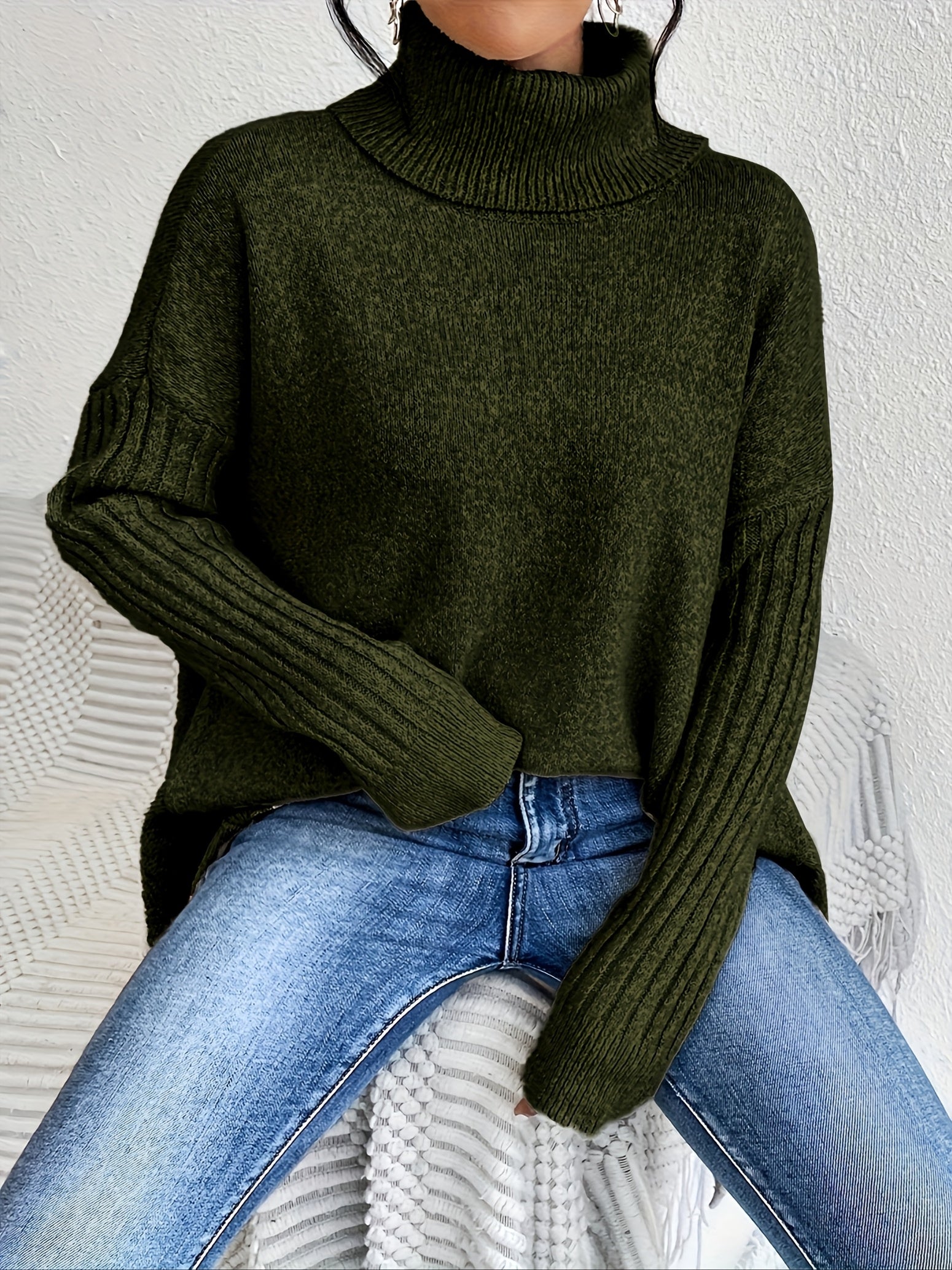 Damen Rollkragenpullover | Oversized Schnitt mit modernem hohen Kragen