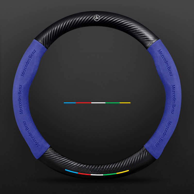 Anti-Rutsch 3D-geprägter Carbon-Leder-Lenkradbezug Universelle Passform