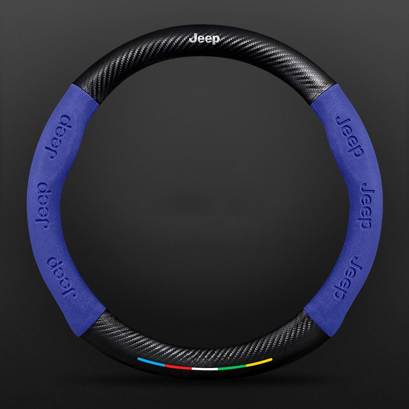 Anti-Rutsch 3D-geprägter Carbon-Leder-Lenkradbezug Universelle Passform