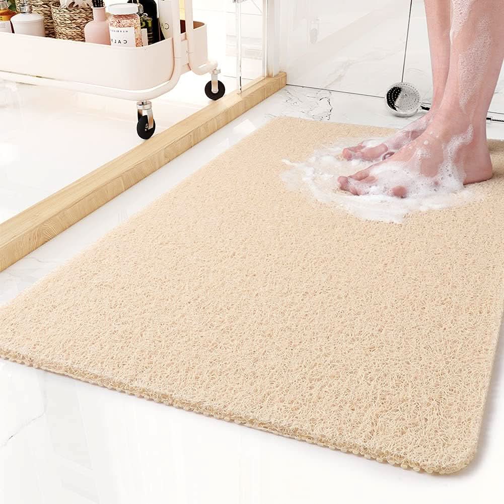 Tapis de douche Aqualuxe – Tapis de douche antidérapant avec système de drainage et surface douce comme un luffa