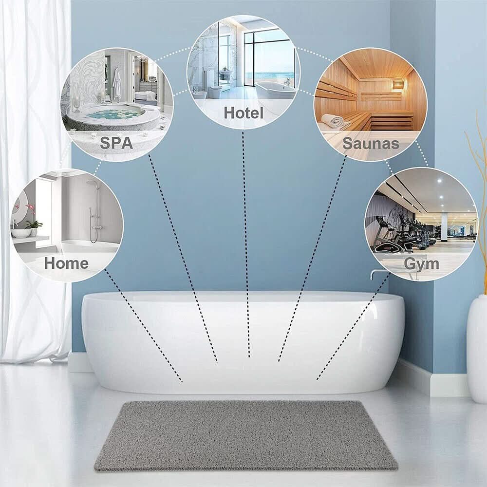 Tapis de douche Aqualuxe – Tapis de douche antidérapant avec système de drainage et surface douce comme un luffa
