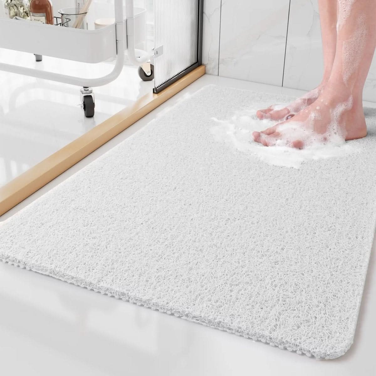 Tapis de douche Aqualuxe – Tapis de douche antidérapant avec système de drainage et surface douce comme un luffa