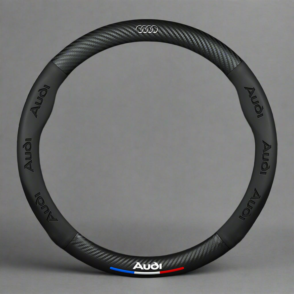 Anti-Rutsch 3D-geprägter Carbon-Leder-Lenkradbezug Universelle Passform