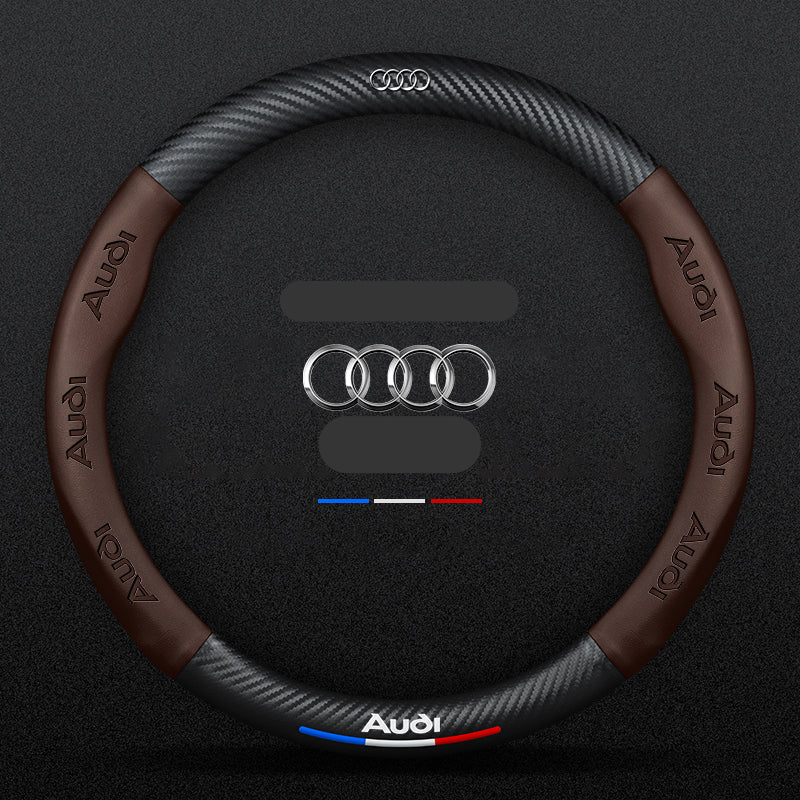 Anti-Rutsch 3D-geprägter Carbon-Leder-Lenkradbezug Universelle Passform