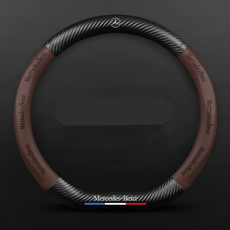 Anti-Rutsch 3D-geprägter Carbon-Leder-Lenkradbezug Universelle Passform