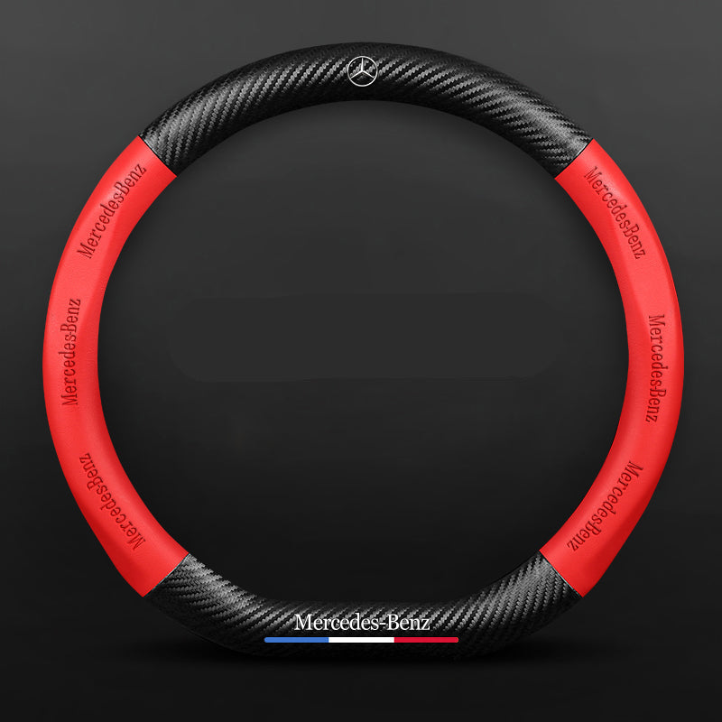 Anti-Rutsch 3D-geprägter Carbon-Leder-Lenkradbezug Universelle Passform