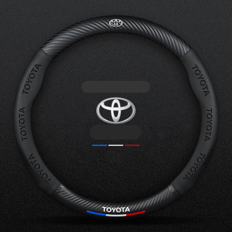 Anti-Rutsch 3D-geprägter Carbon-Leder-Lenkradbezug Universelle Passform