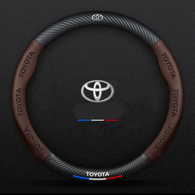 Anti-Rutsch 3D-geprägter Carbon-Leder-Lenkradbezug Universelle Passform