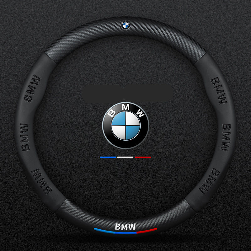 Anti-Rutsch 3D-geprägter Carbon-Leder-Lenkradbezug Universelle Passform