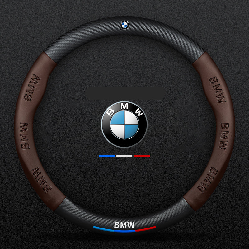 Anti-Rutsch 3D-geprägter Carbon-Leder-Lenkradbezug Universelle Passform