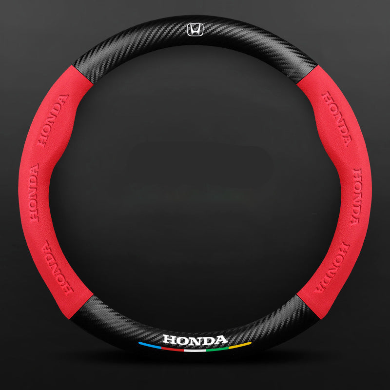 Anti-Rutsch 3D-geprägter Carbon-Leder-Lenkradbezug Universelle Passform