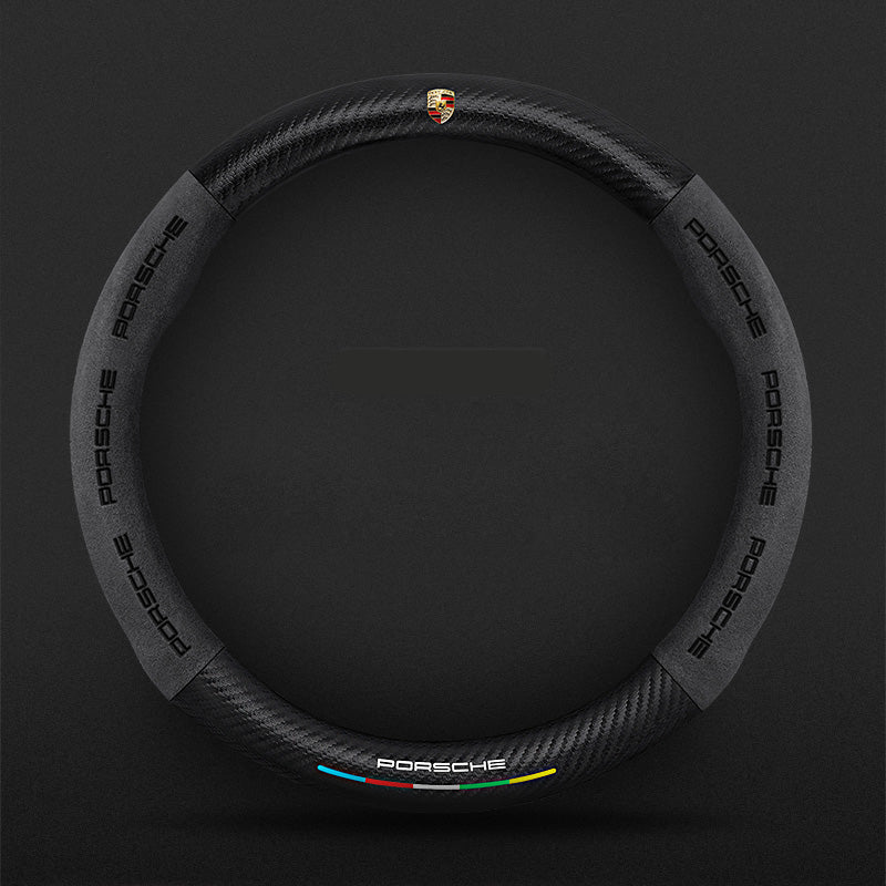 Anti-Rutsch 3D-geprägter Carbon-Leder-Lenkradbezug Universelle Passform