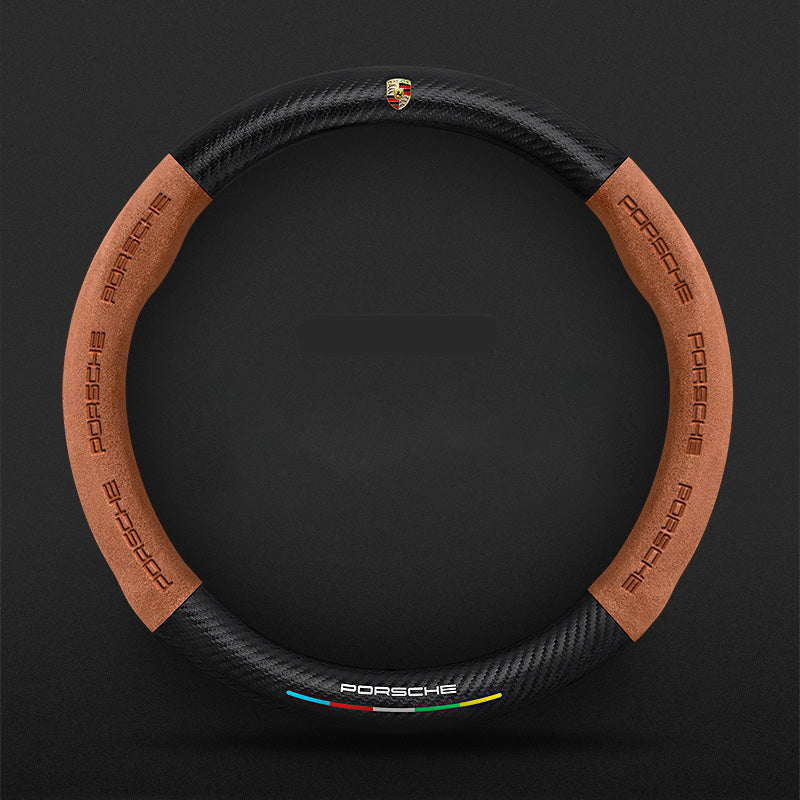 Anti-Rutsch 3D-geprägter Carbon-Leder-Lenkradbezug Universelle Passform