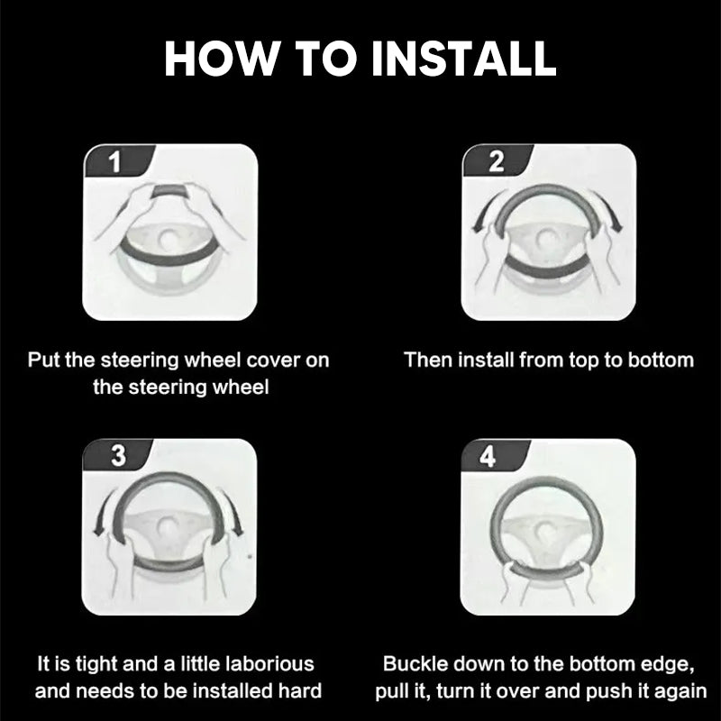 Anti-Rutsch 3D-geprägter Carbon-Leder-Lenkradbezug Universelle Passform