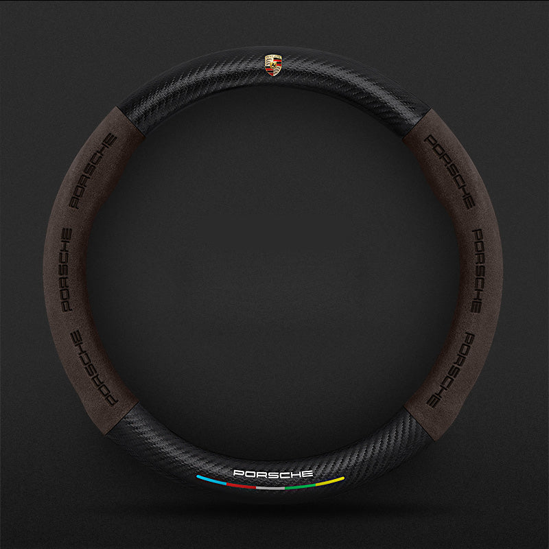 Anti-Rutsch 3D-geprägter Carbon-Leder-Lenkradbezug Universelle Passform