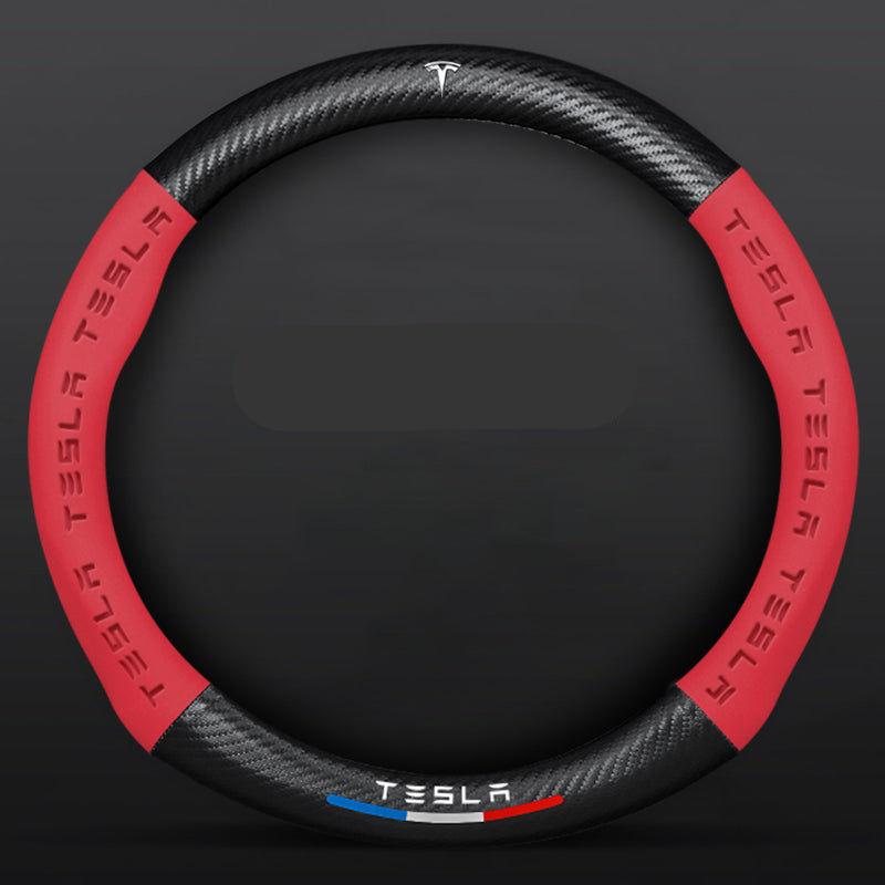 Anti-Rutsch 3D-geprägter Carbon-Leder-Lenkradbezug Universelle Passform