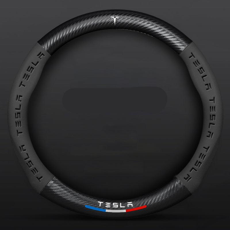 Anti-Rutsch 3D-geprägter Carbon-Leder-Lenkradbezug Universelle Passform