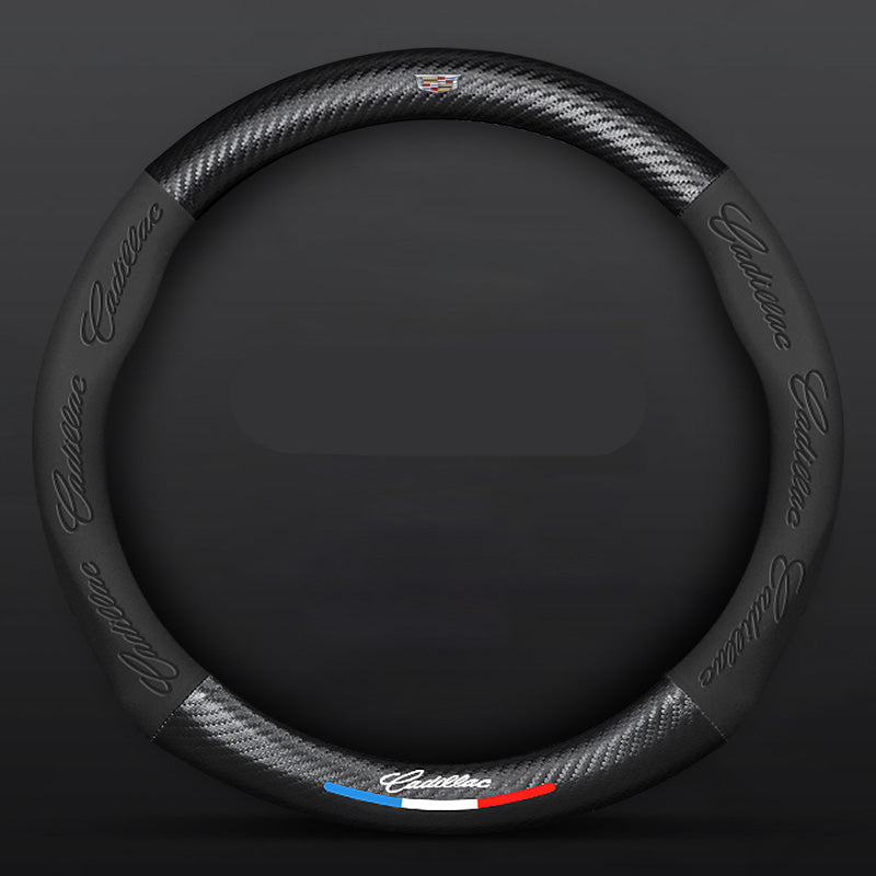 Anti-Rutsch 3D-geprägter Carbon-Leder-Lenkradbezug Universelle Passform
