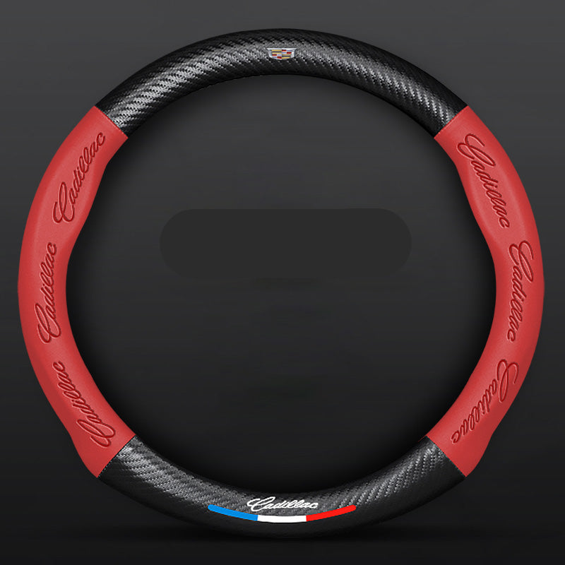 Anti-Rutsch 3D-geprägter Carbon-Leder-Lenkradbezug Universelle Passform