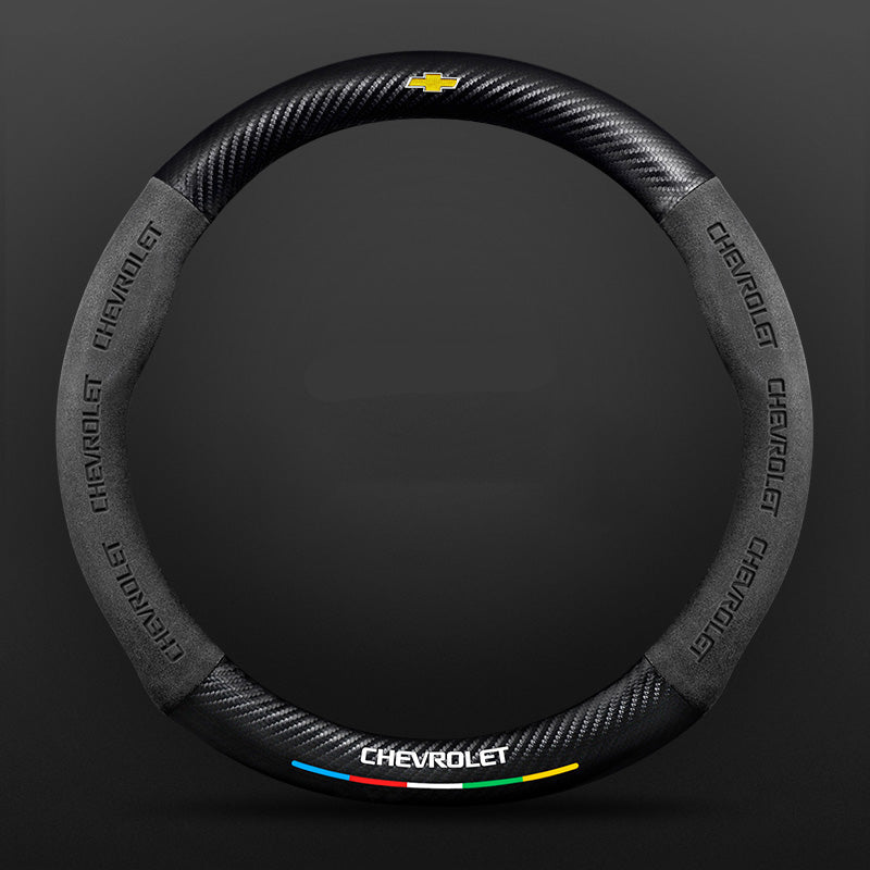 Anti-Rutsch 3D-geprägter Carbon-Leder-Lenkradbezug Universelle Passform