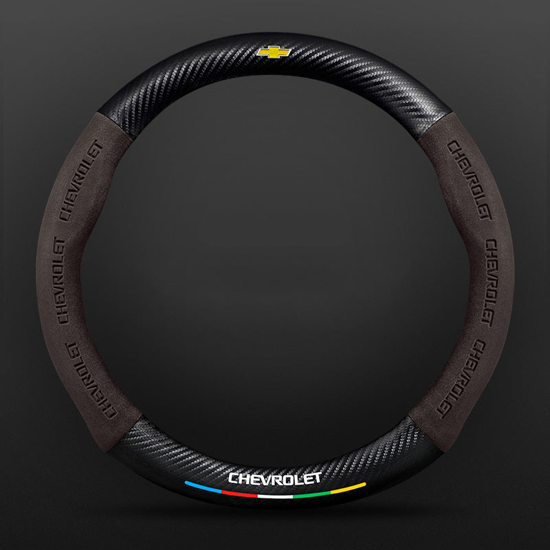 Anti-Rutsch 3D-geprägter Carbon-Leder-Lenkradbezug Universelle Passform