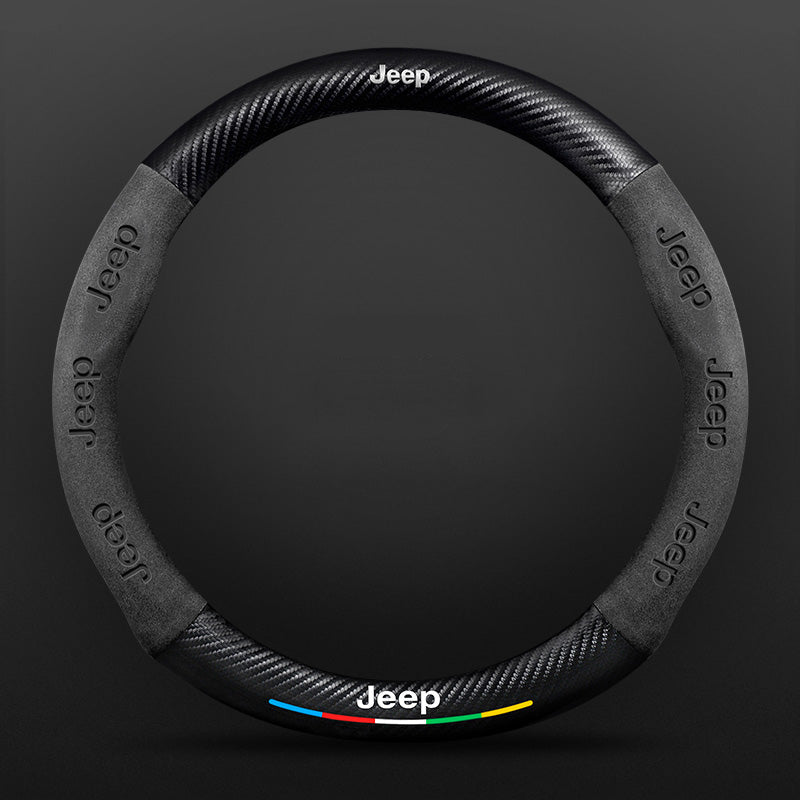 Anti-Rutsch 3D-geprägter Carbon-Leder-Lenkradbezug Universelle Passform